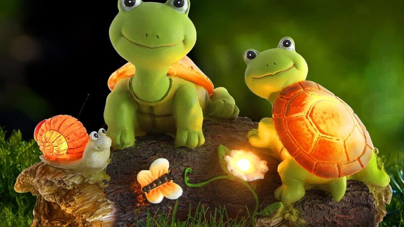 Review: Garden Statue Outdoor Decor – Cute Frog Face Turtles with Solar Lights