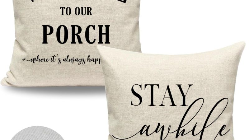 JOJOGOGO Welcome to Our Porch Stay Awhile Pillow Covers: A Chic Addition to Your Outdoor Decor