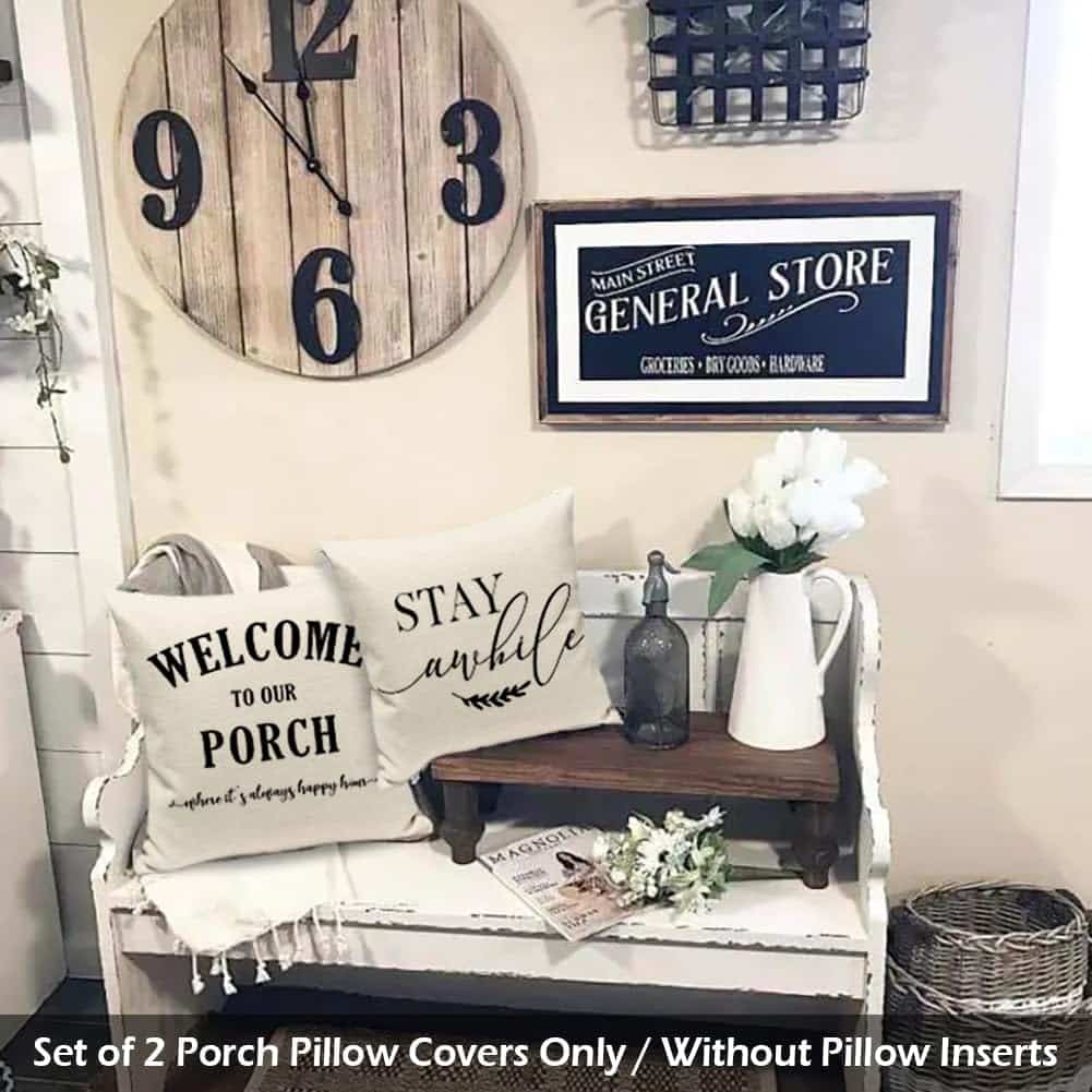 JOJOGOGO Welcome to Our Porch Stay Awhile Pillow Covers: A Chic Addition to Your Outdoor Decor