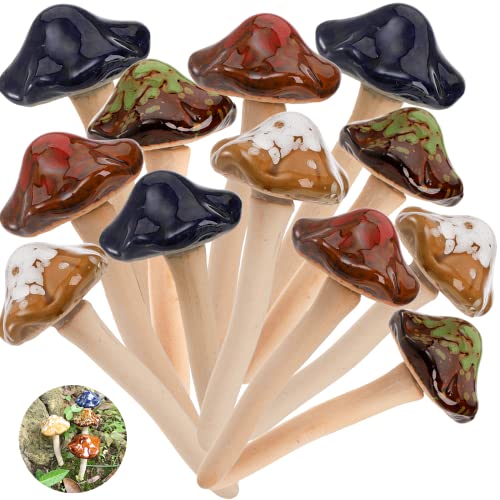 Peohud 12 Pack Ceramic Garden Mushrooms: A Charming Addition to Your Outdoor Space